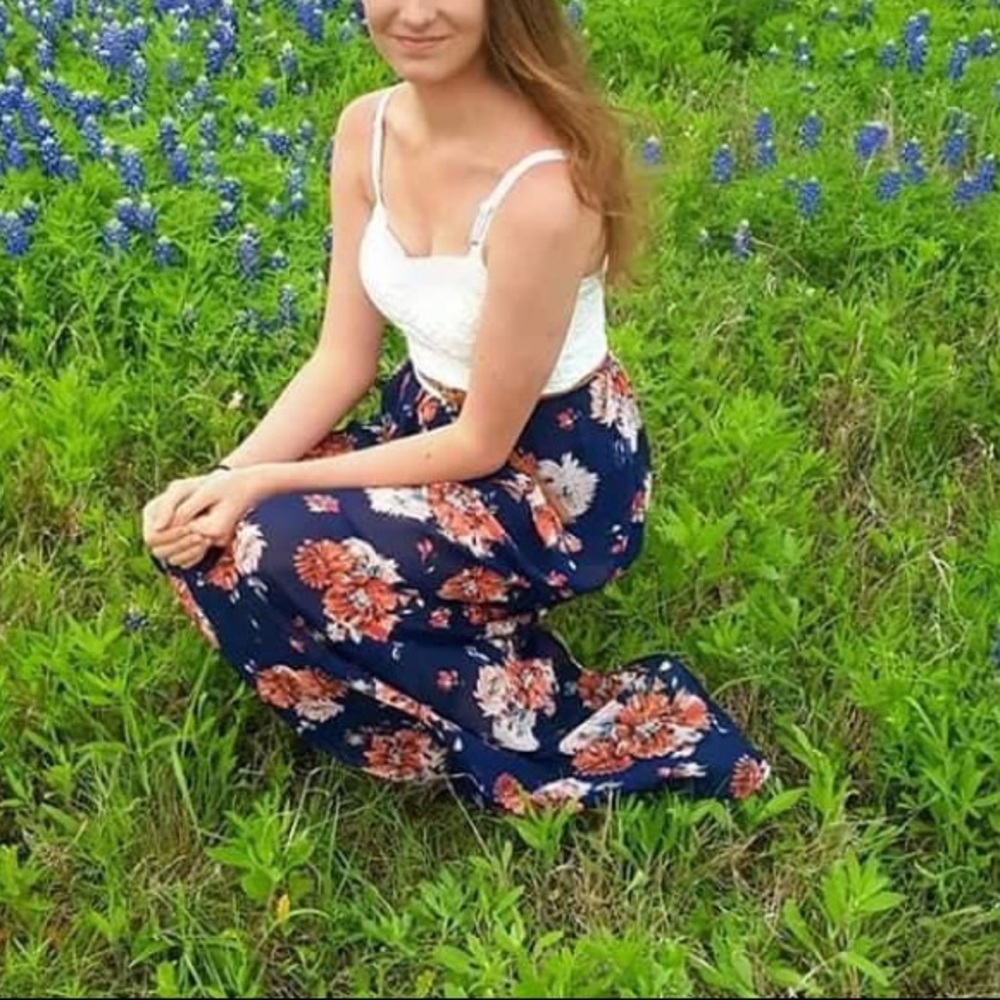 White lace and floral maxi dress